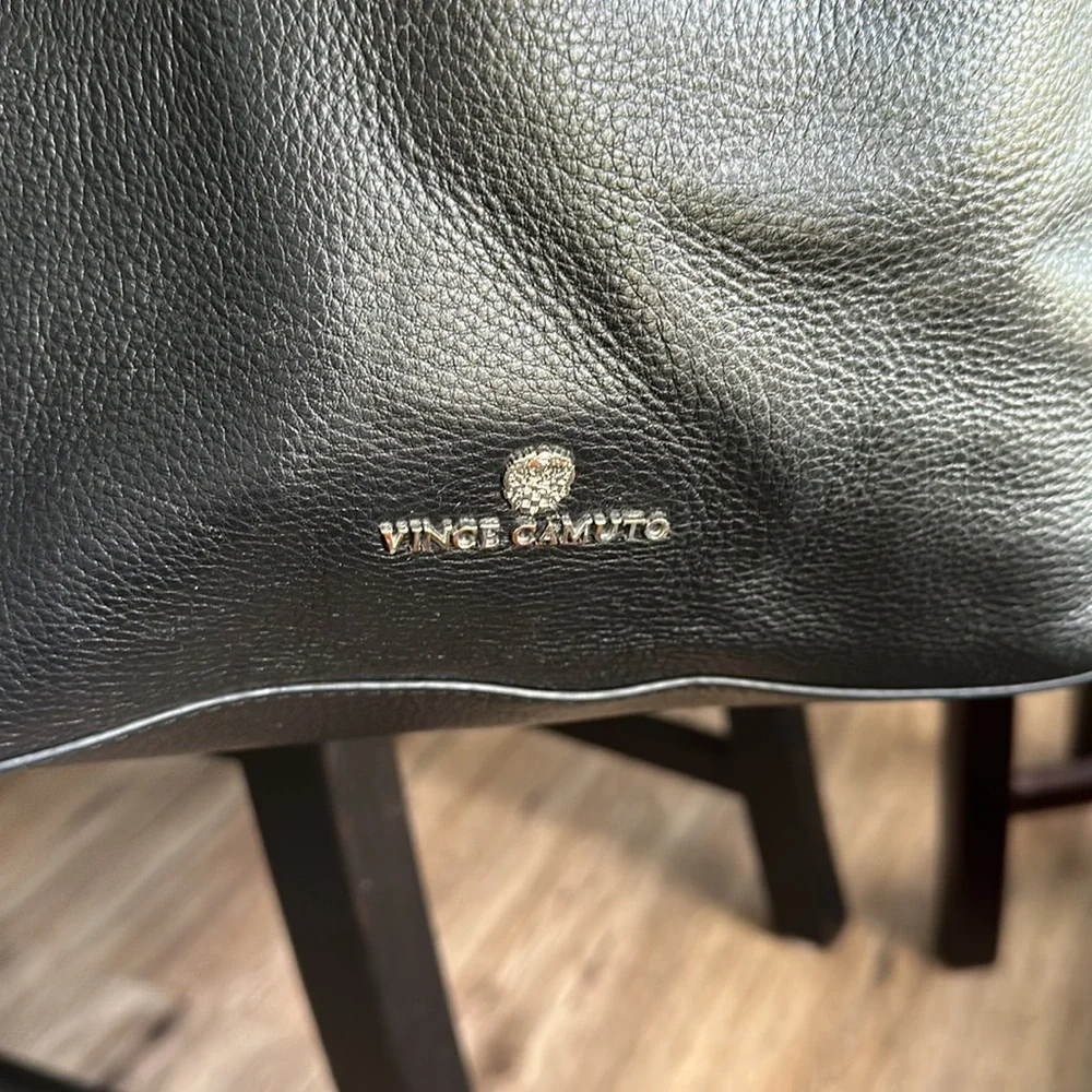 Vince Camuto Black Pebble Leather Shoulder Bag - Picture 2 of 6